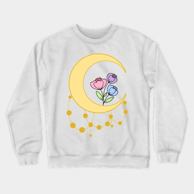 Moon Flowers Crewneck Sweatshirt by AmzieDesignz